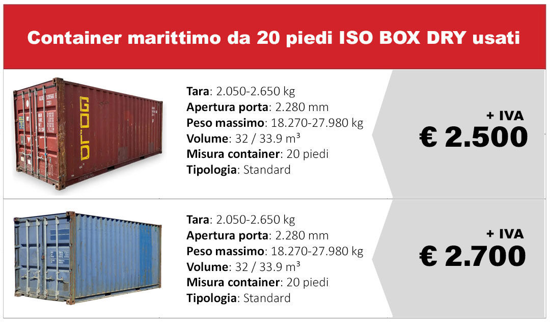 Vendita container da 20 piedi usati